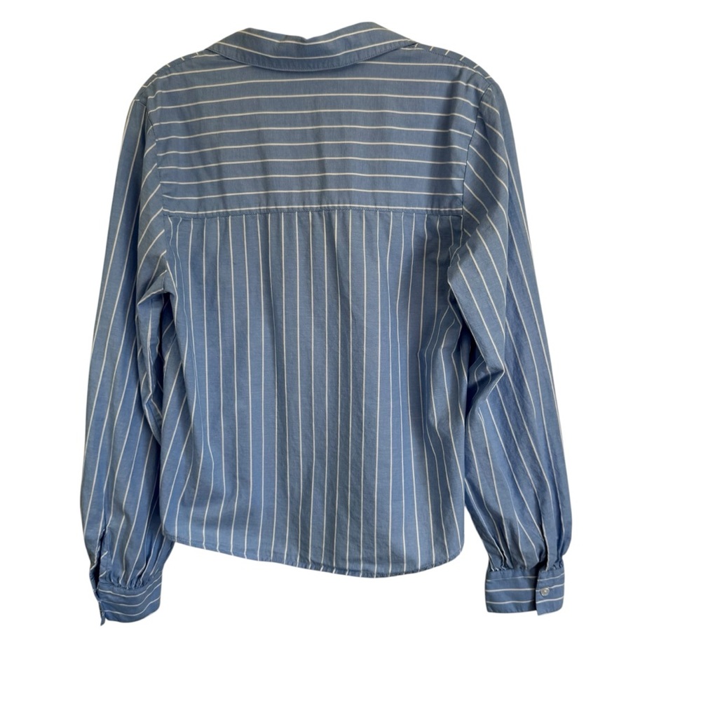 Joe's Jeans Striped Pleated Dress Shirt Blue & White Women's  Size Medium - Picture 4 of 12